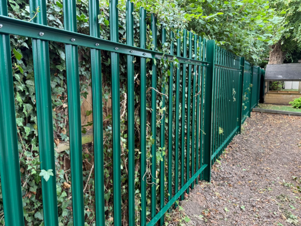 Green Coated School Palisade Fencing Saffron Walden Essex
